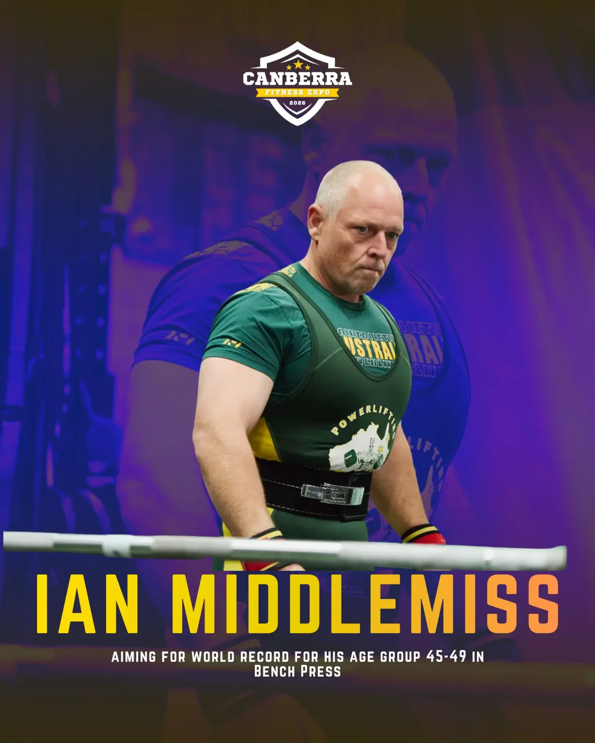 Official athlete poster for Ian Middlemiss, Powerlifting Australia