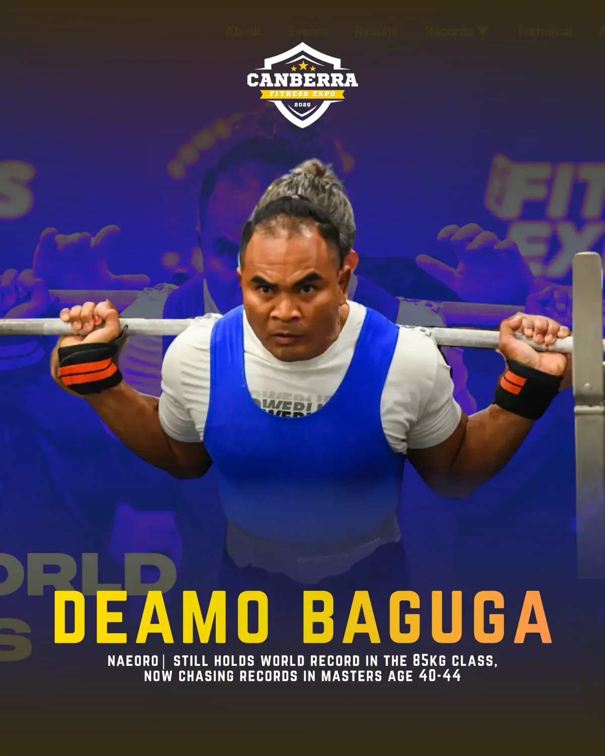 Official athlete poster for Deamo Baguga, Powerlifting Australia