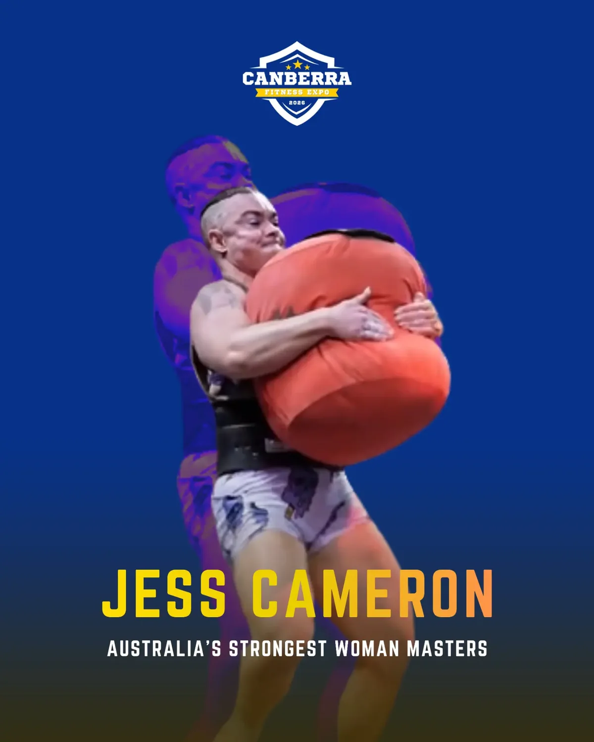 Official athlete poster for Jess Cameron, Australia's Strongest Woman Masters