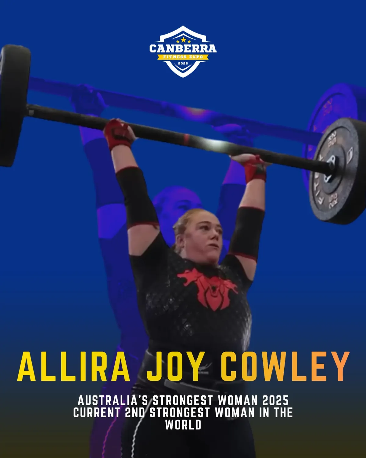Official athlete poster for Allira Joy Cowley, Australia's Strongest Woman 2025