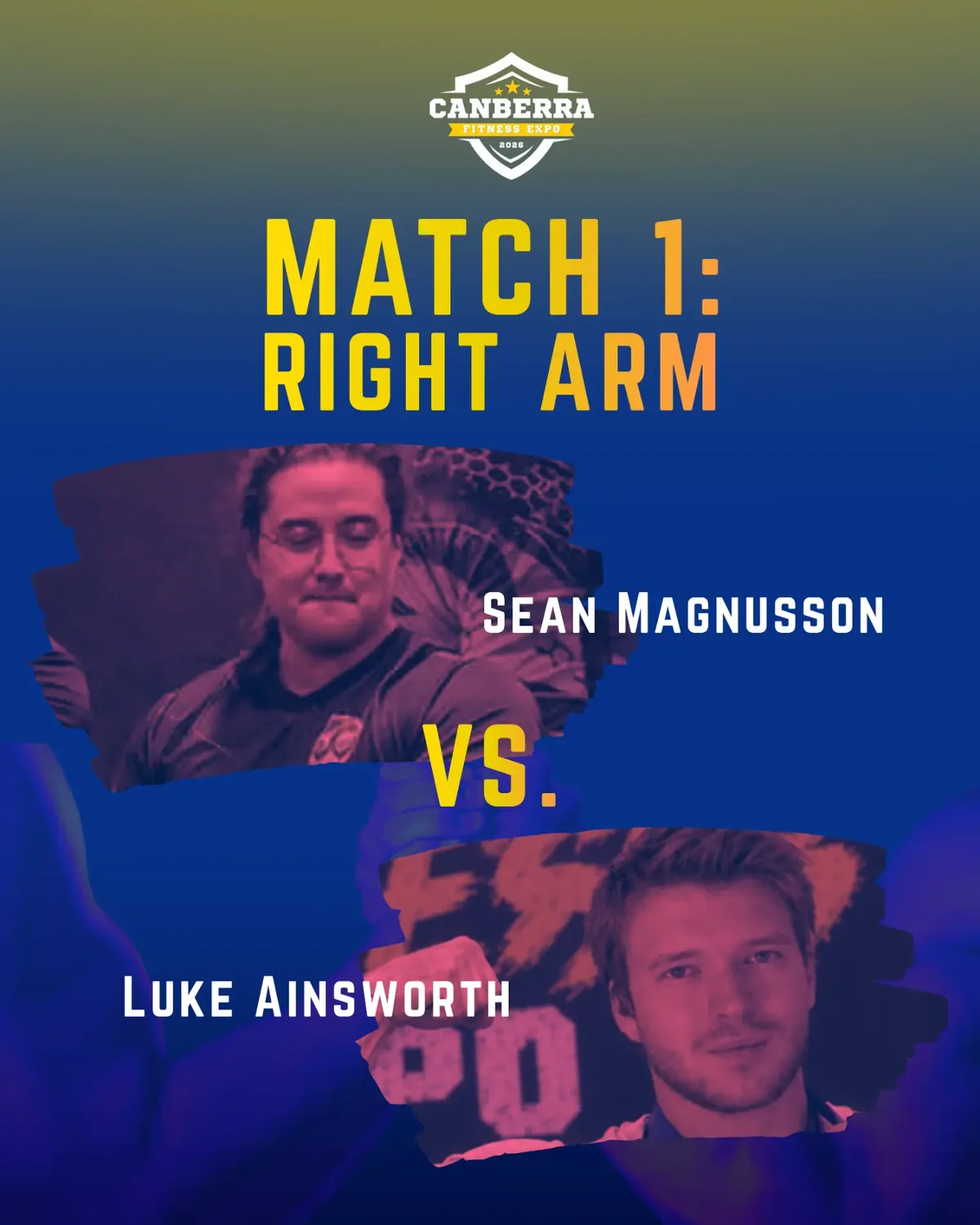 Official poster for Supermatch 1: Sean Magnusson versus Luke Ainsworth, right arm