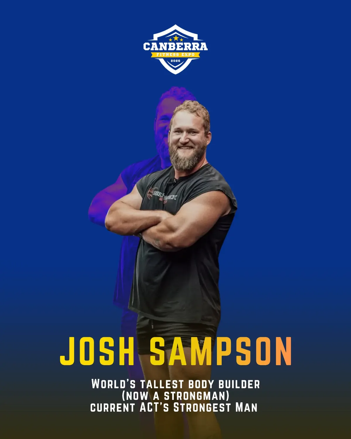 Official athlete poster for Josh Sampson, current ACT's Strongest Man