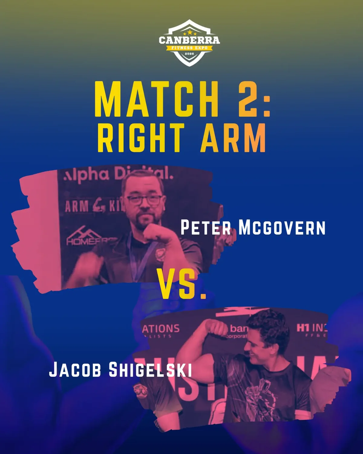 Official poster for Supermatch 2: Peter Mcgovern versus Jacob Shigelski, right arm